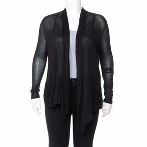 PLUS SHAWL COLLAR OPEN-FRONT CARDIGAN